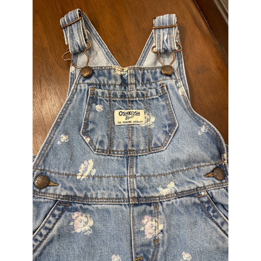 OshKosh B'gosh Overalls 18mo Toddler Flower Vestbak Denim Adorable